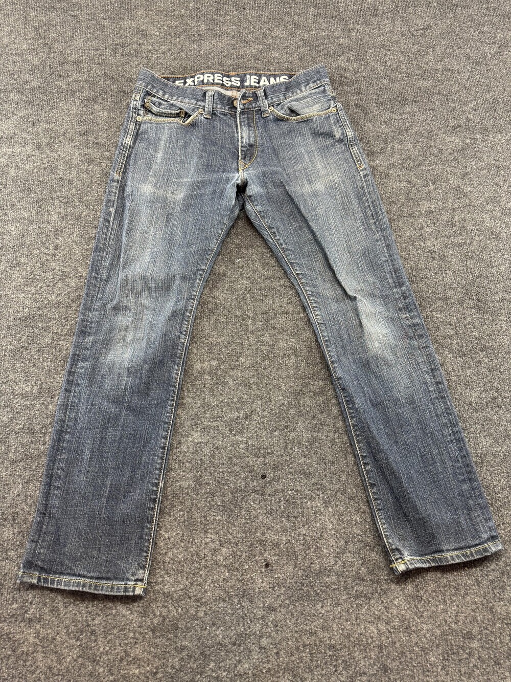 Express Rocco Slim Straight Jeans Mens 30x28 Blue Medium Wash Stretch Denim